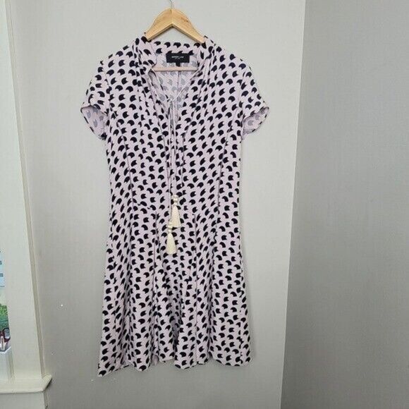 Derek Lam Crescent Print Silk Tassel Dress 8